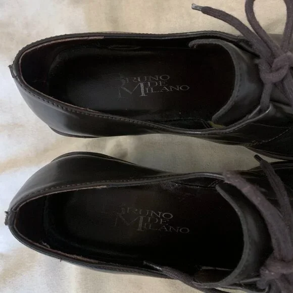 Bruno de Milano Square Toe Pumps Women's 7 Dark Brown Heeled Derbys Oxfords - Picture 9 of 10